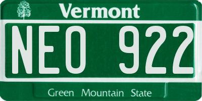 VT license plate NEO922