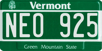 VT license plate NEO925