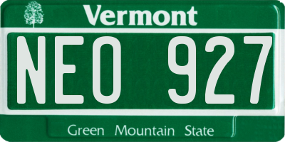 VT license plate NEO927