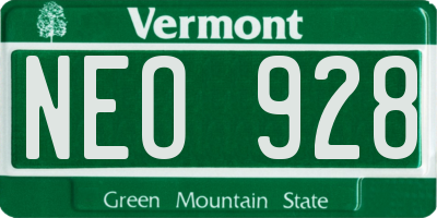 VT license plate NEO928