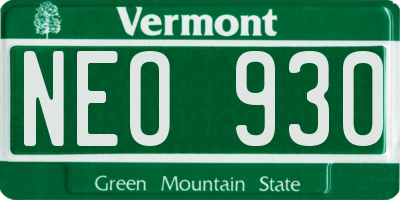 VT license plate NEO930