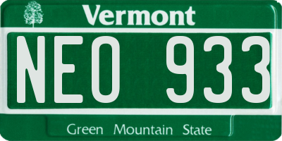 VT license plate NEO933