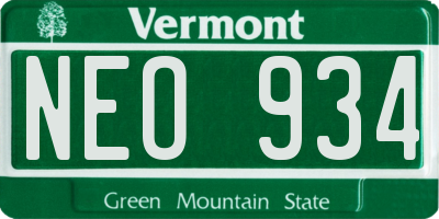 VT license plate NEO934