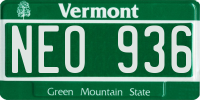 VT license plate NEO936