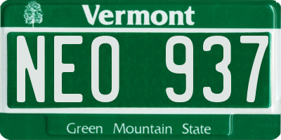 VT license plate NEO937