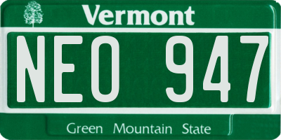 VT license plate NEO947