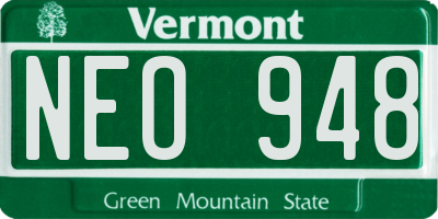 VT license plate NEO948