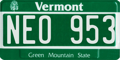 VT license plate NEO953