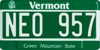 VT license plate NEO957