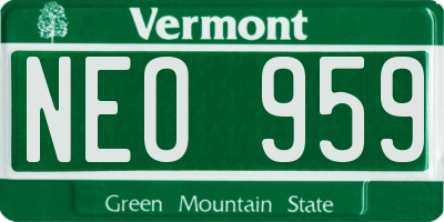 VT license plate NEO959