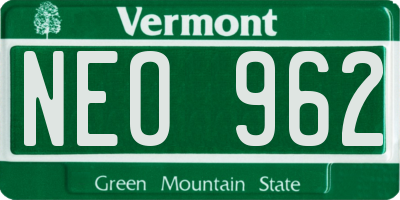 VT license plate NEO962