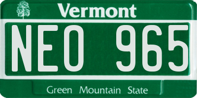 VT license plate NEO965