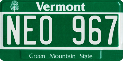 VT license plate NEO967