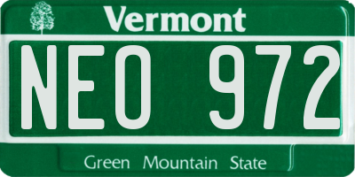 VT license plate NEO972