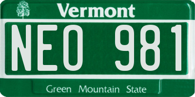 VT license plate NEO981