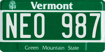VT license plate NEO987