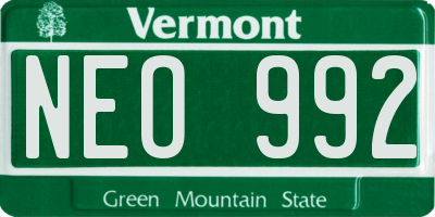 VT license plate NEO992