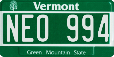 VT license plate NEO994