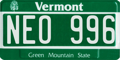 VT license plate NEO996