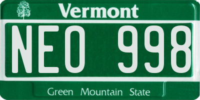 VT license plate NEO998