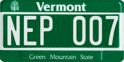 VT license plate NEP007