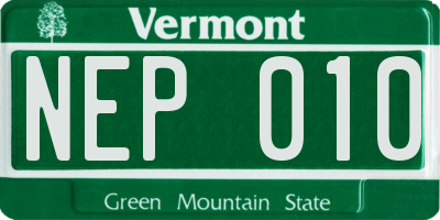 VT license plate NEP010