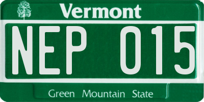 VT license plate NEP015