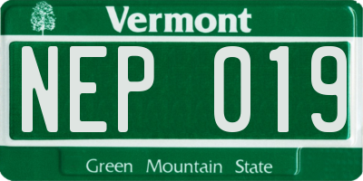 VT license plate NEP019