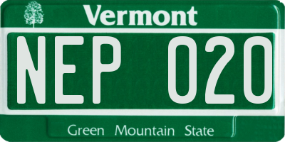 VT license plate NEP020