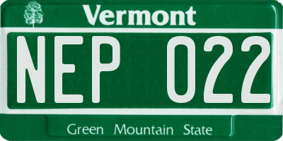 VT license plate NEP022