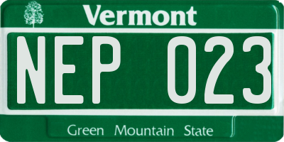 VT license plate NEP023