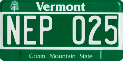 VT license plate NEP025