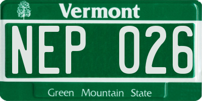 VT license plate NEP026
