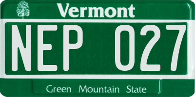 VT license plate NEP027