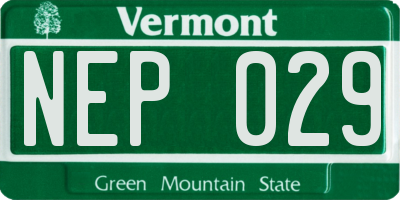 VT license plate NEP029