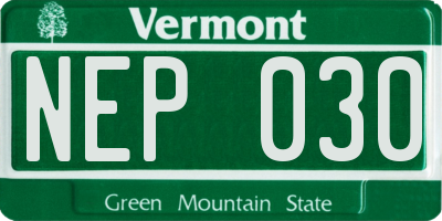 VT license plate NEP030