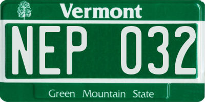 VT license plate NEP032