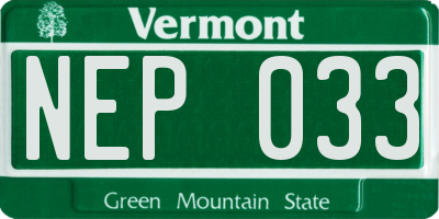 VT license plate NEP033