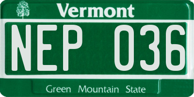 VT license plate NEP036