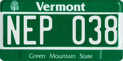 VT license plate NEP038
