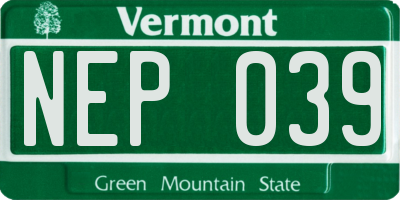VT license plate NEP039