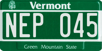 VT license plate NEP045