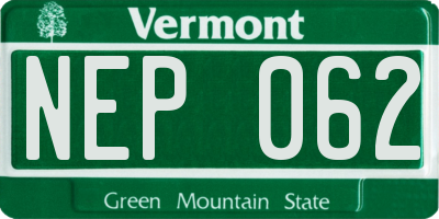 VT license plate NEP062