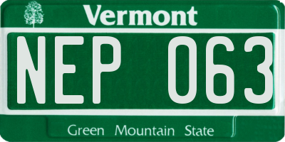 VT license plate NEP063