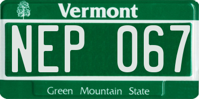 VT license plate NEP067