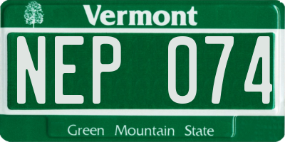 VT license plate NEP074