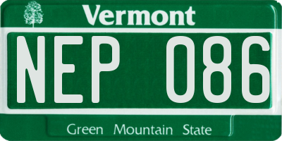 VT license plate NEP086