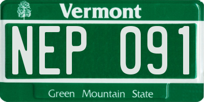 VT license plate NEP091