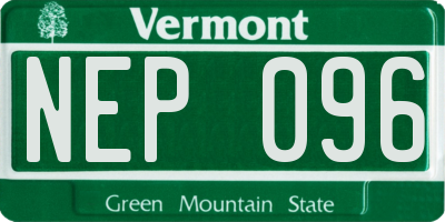 VT license plate NEP096