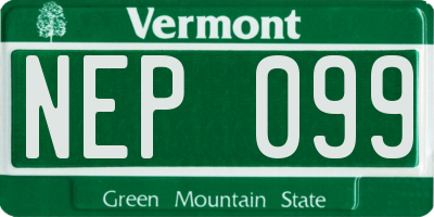 VT license plate NEP099